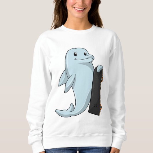 Dolphin als Skater mit Skateboard Sweatshirt (Vorderseite)