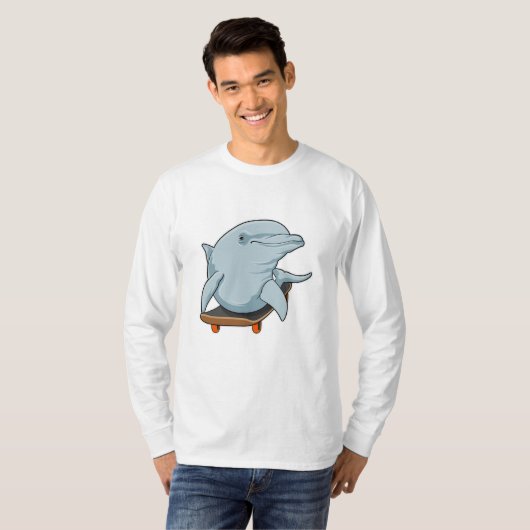 Dolphin als Skater mit Skateboard T-Shirt (Vorne ganz)