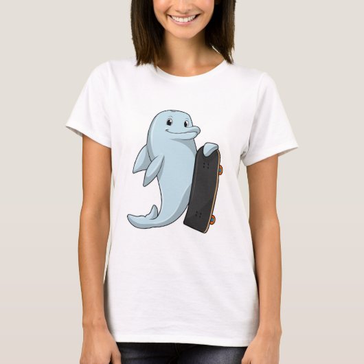 Dolphin als Skater mit Skateboard T-Shirt (Vorderseite)