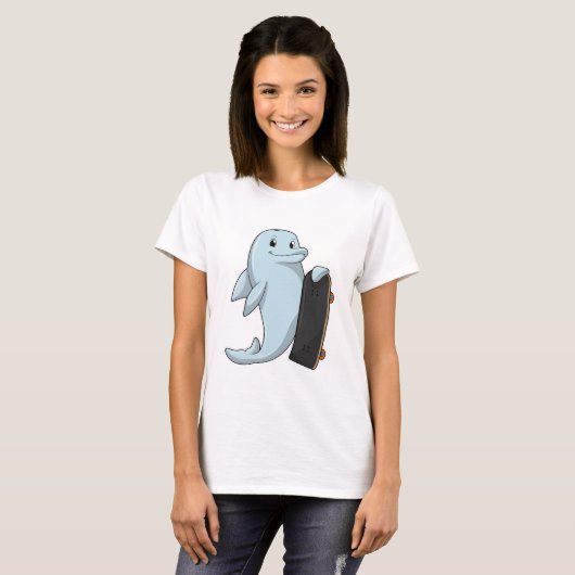 Dolphin als Skater mit Skateboard T-Shirt (Vorne ganz)