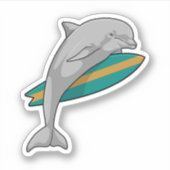 Dolphin als Surfer mit Surfbrett Aufkleber (Vorderseite)