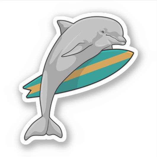 Dolphin als Surfer mit Surfbrett Aufkleber (Vorderseite)