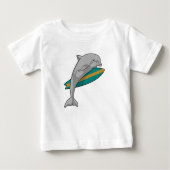Dolphin als Surfer mit Surfbrett Baby T-shirt (Vorderseite)