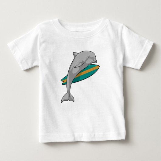 Dolphin als Surfer mit Surfbrett Baby T-shirt (Vorderseite)