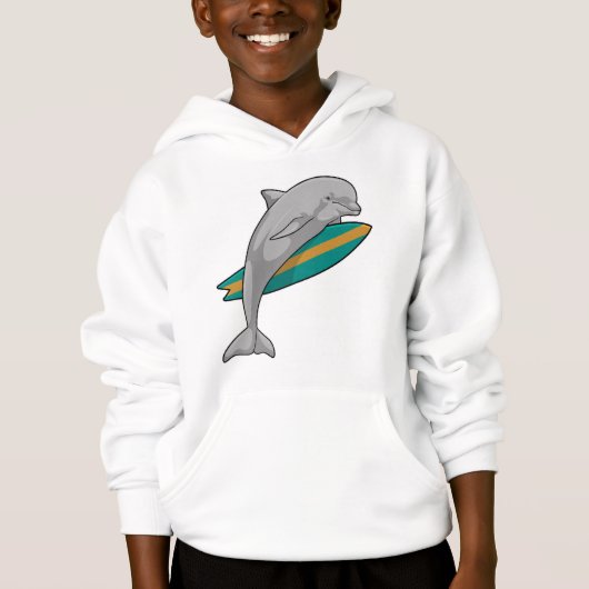 Dolphin als Surfer mit Surfbrett Hoodie (Vorderseite)