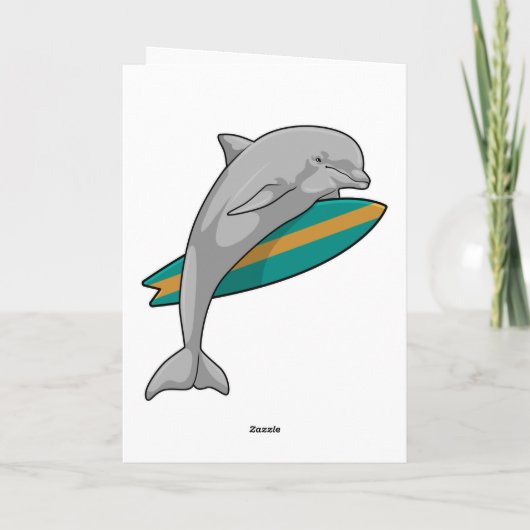 Dolphin als Surfer mit Surfbrett Karte (Rückseite)