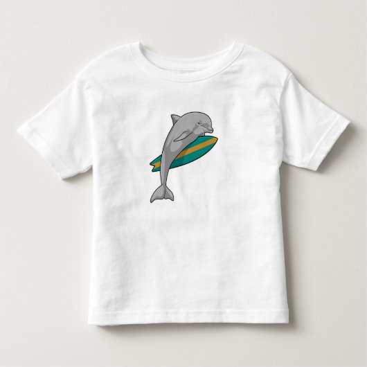 Dolphin als Surfer mit Surfbrett Kleinkind T-shirt (Vorderseite)