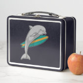 Dolphin als Surfer mit Surfbrett Metall Brotdose (Beispiel)