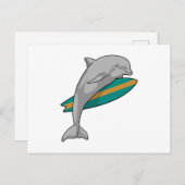 Dolphin als Surfer mit Surfbrett Postkarte (Vorne/Hinten)