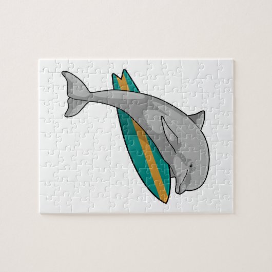 Dolphin als Surfer mit Surfbrett Puzzle (Horizontal)