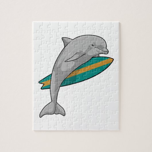 Dolphin als Surfer mit Surfbrett Puzzle (Vertikal)