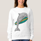 Dolphin als Surfer mit Surfbrett Sweatshirt (Vorderseite)