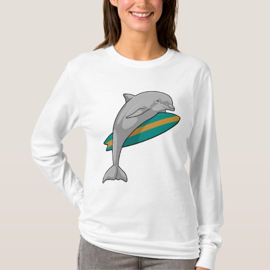 Dolphin als Surfer mit Surfbrett T-Shirt (Vorderseite)