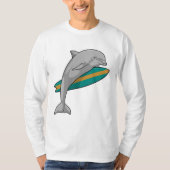 Dolphin als Surfer mit Surfbrett T-Shirt (Vorderseite)