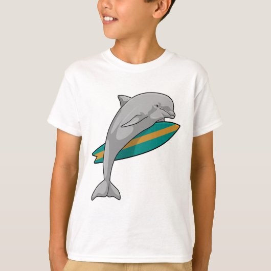 Dolphin als Surfer mit Surfbrett T-Shirt (Vorderseite)