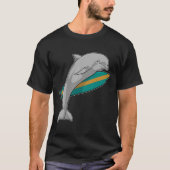 Dolphin als Surfer mit Surfbrett T-Shirt (Vorderseite)
