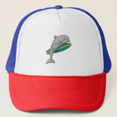 Dolphin als Surfer mit Surfbrett Truckerkappe (Vorderseite)