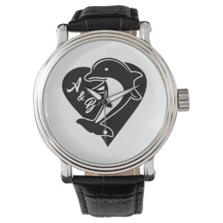 Dolphin and heart armbanduhr