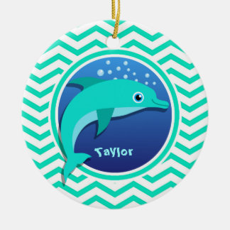 Dolphin; Aqua Green Zickzack Keramikornament