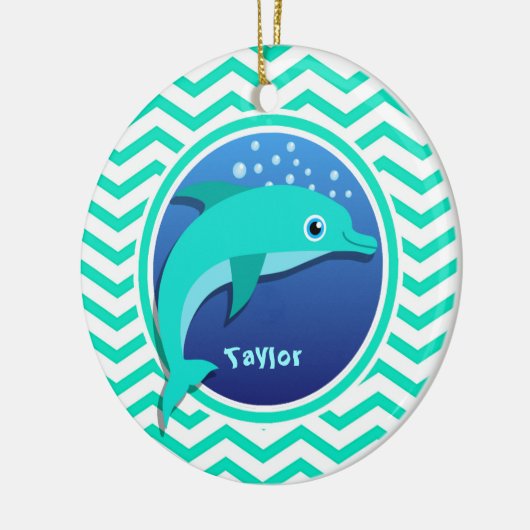 Dolphin; Aqua Green Zickzack Keramikornament (Links)