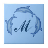 Dolphin Arc Monogram Template Tile Fliese (Vorderseite)