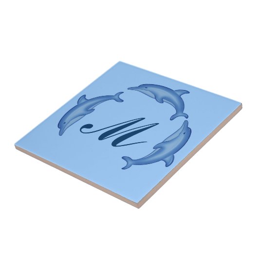 Dolphin Arc Monogram Template Tile Fliese (Seite)