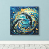 Dolphin Art Print Leinwanddruck (Insitu (Holzboden))