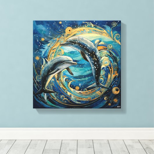 Dolphin Art Print Leinwanddruck (Insitu (Holzboden))
