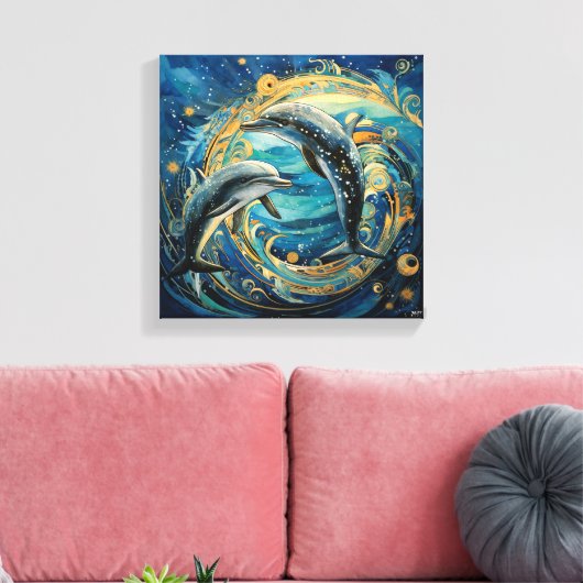 Dolphin Art Print Leinwanddruck (Insitu (Wohnzimmer))