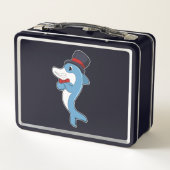 Dolphin as Gentleman with Hat Metall Brotdose (Rückseite)