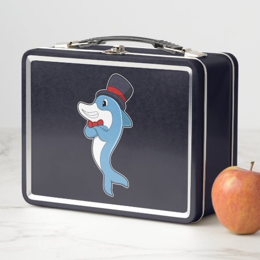 Dolphin as Gentleman with Hat Metall Brotdose (Beispiel)