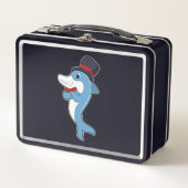 Dolphin as Gentleman with Hat Metall Brotdose (Vorderseite)
