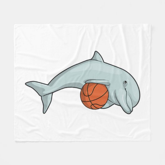 Dolphin at Basketball Sports Fleecedecke (Vorderseite (Horizontal))