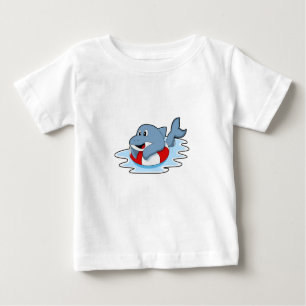 Dolphin at Swimming with Swim ring. Baby T-shirt
