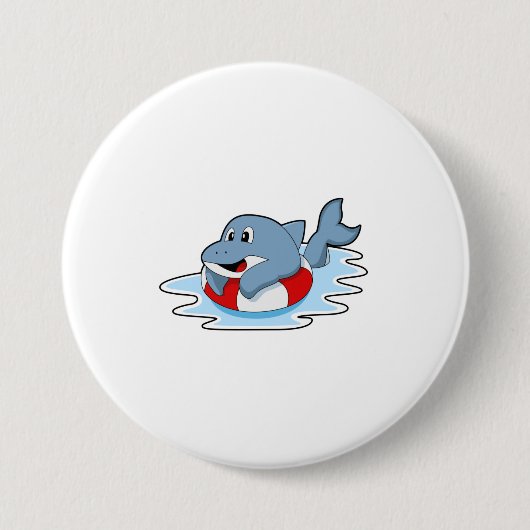 Dolphin at Swimming with Swim ring. Button (Vorderseite)