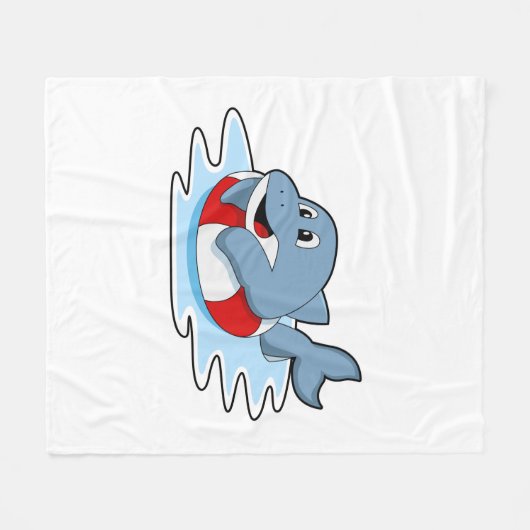 Dolphin at Swimming with Swim ring. Fleecedecke (Vorderseite (Horizontal))