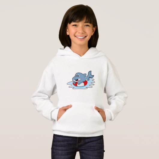Dolphin at Swimming with Swim ring. Hoodie (Vorne ganz)