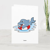 Dolphin at Swimming with Swim ring. Karte (Rückseite)