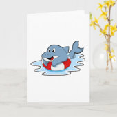 Dolphin at Swimming with Swim ring. Karte (Gelbe Blume)