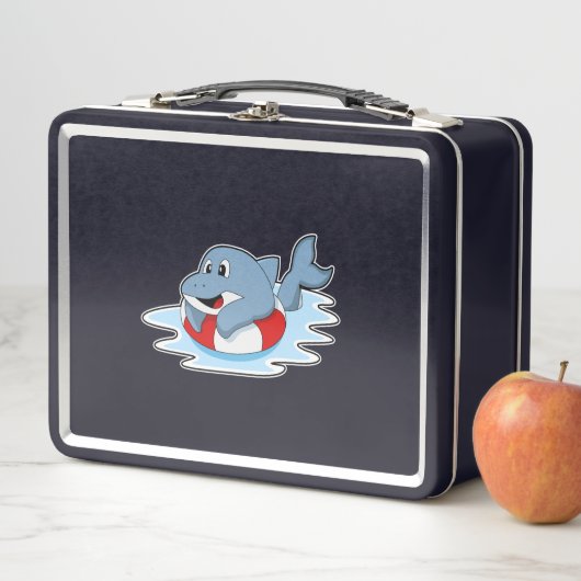 Dolphin at Swimming with Swim ring. Metall Brotdose (Beispiel)