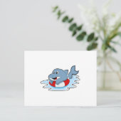 Dolphin at Swimming with Swim ring. Postkarte (Stehend Vorderseite)