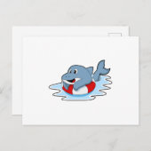 Dolphin at Swimming with Swim ring. Postkarte (Vorne/Hinten)