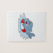 Dolphin at Swimming with Swim ring. Puzzle (Horizontal)