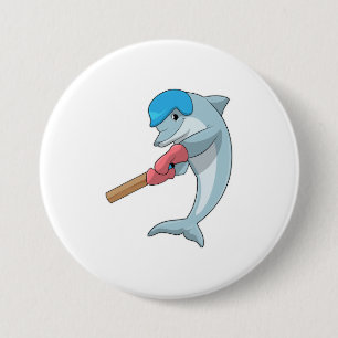Dolphin auf Cricket mit Cricket-Fledermaus Button