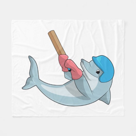Dolphin auf Cricket mit Cricket-Fledermaus Fleecedecke (Vorderseite (Horizontal))