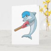 Dolphin auf Cricket mit Cricket-Fledermaus Karte (Gelbe Blume)