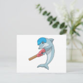 Dolphin auf Cricket mit Cricket-Fledermaus Postkarte (Stehend Vorderseite)