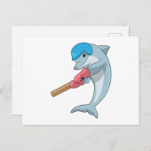 Dolphin auf Cricket mit Cricket-Fledermaus Postkarte (Vorne/Hinten)