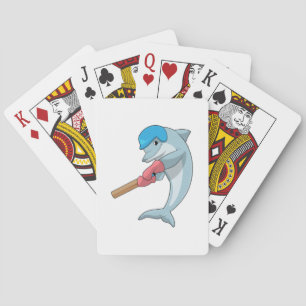 Dolphin auf Cricket mit Cricket-Fledermaus Spielkarten