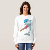 Dolphin auf Cricket mit Cricket-Fledermaus Sweatshirt (Vorne ganz)